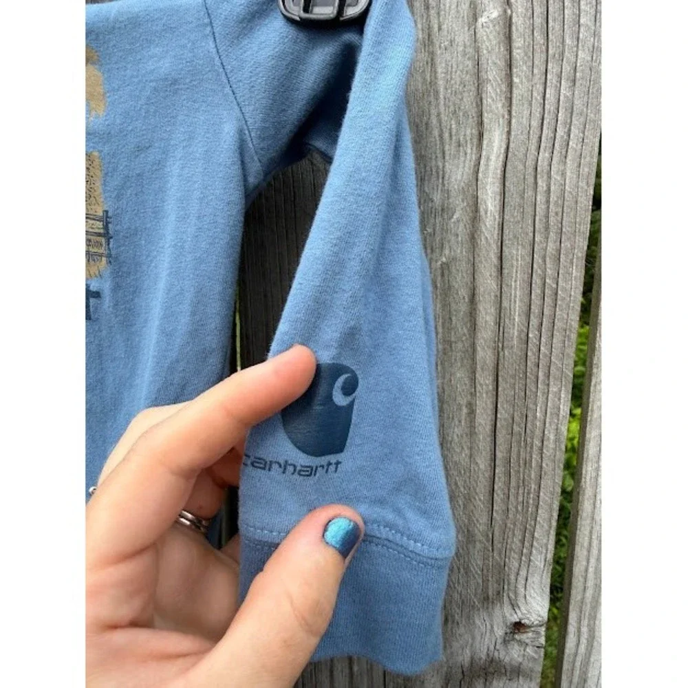 Farm Carhartt Bodysuit Kids 12M Blue Graphic Tractor Barn Long Sleeve Workwear